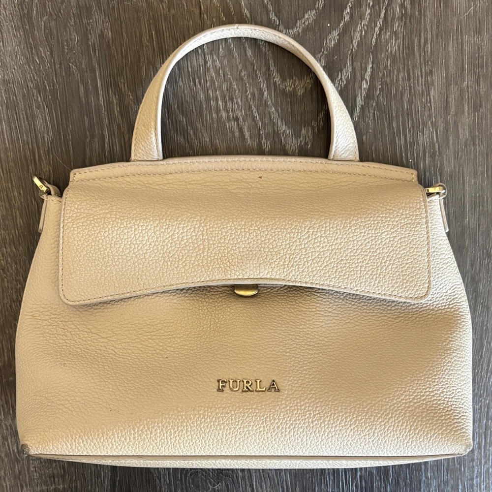 Furla Taupe Leather Satchel